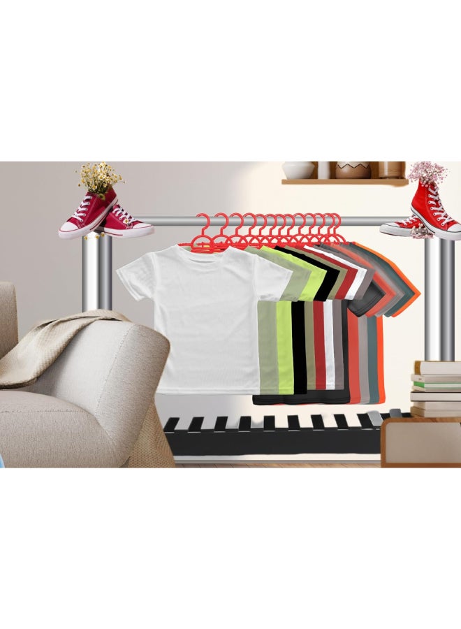 Feelings Plastic Hanger 18 Pcs Set, Non-Slip Clothes Hanger With Notches, Hangers For Wardrobe, Cloth Display Rack For Space Saving Closet Storage Organizer, Plastic Clothes Hanger Red  - Image 5