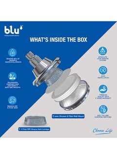 Blu Wall Mounted  Shower Filter Skin and Haircare Removes Chlorine and Harmful Pollutants  Prevent Hair Loss and Moisturize Your Skin Chrome Plated 12x12x10cm  - Image 2