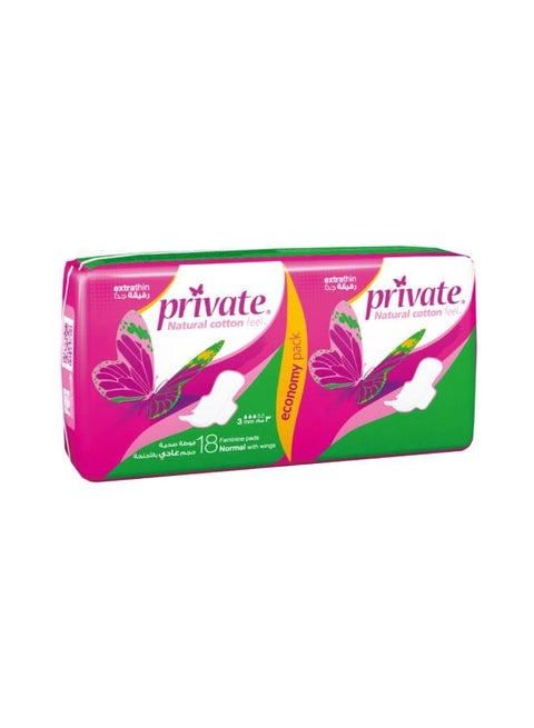 Sanitary Pads Extra Thin Normal 18 Pads White 3mm