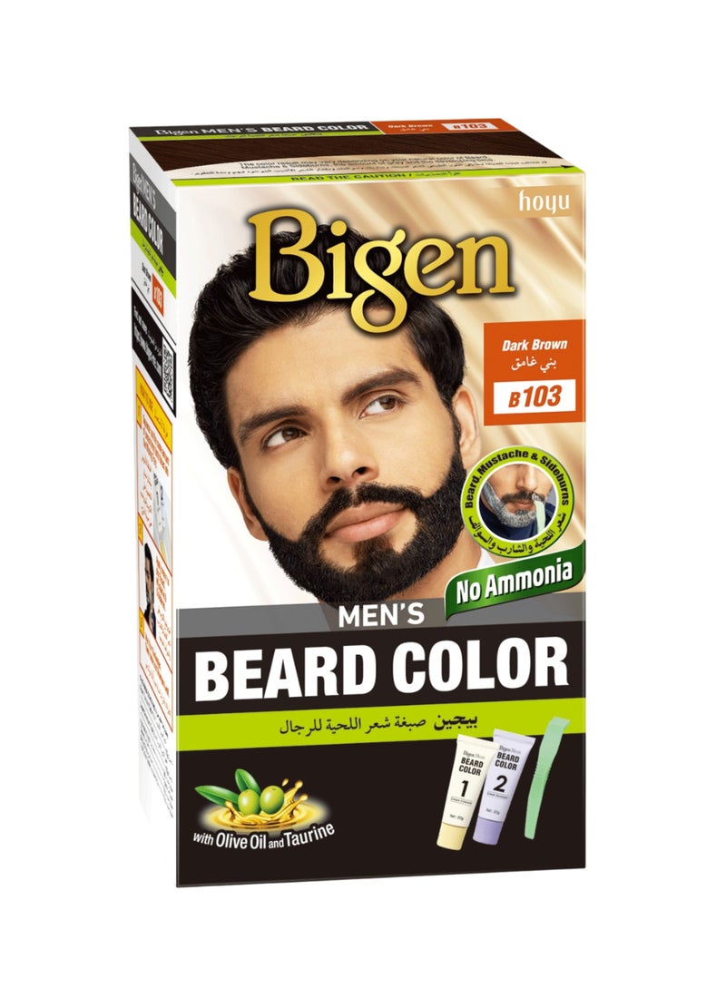 Bigen Men's Beard Color B103 Dark Brown Black 50grams - Image 1