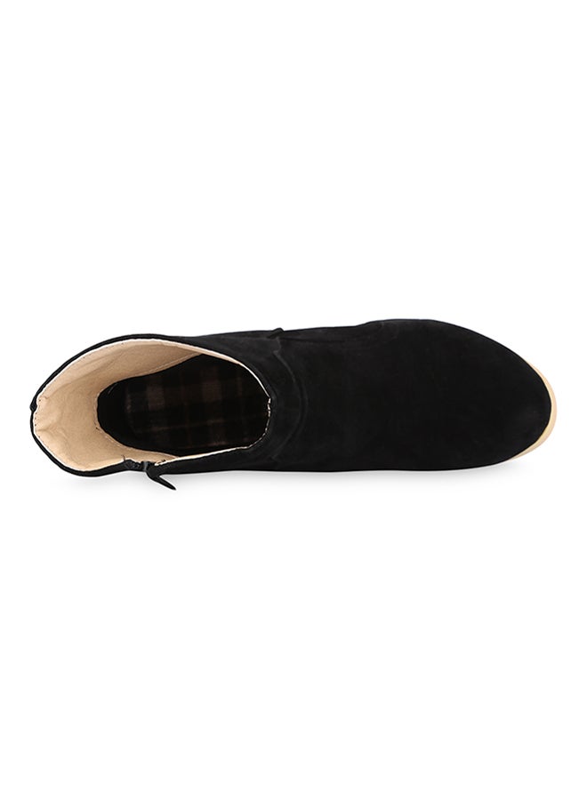 Generic - Patchwork Design Scrub Ankle Booties Black - Image 1