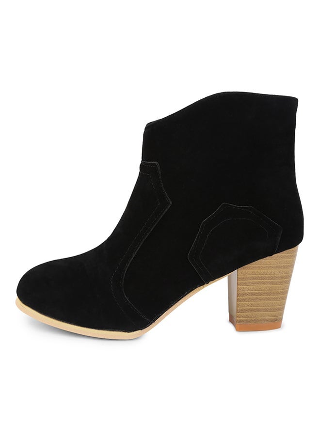 Generic - Patchwork Design Scrub Ankle Booties Black - Image 1