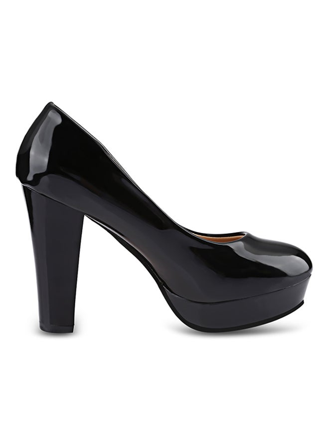 Stylish Thick High Heel Pump Shoe Black  - Image 1