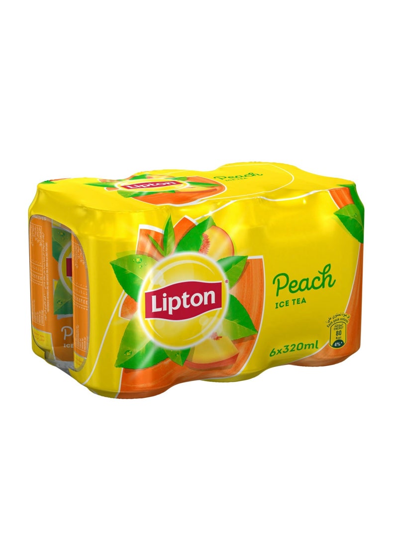 Lipton Ice Tea, Non-Carbonated Low Calories Refreshing Drink Peach 320ml Pack of 6 - Image 1