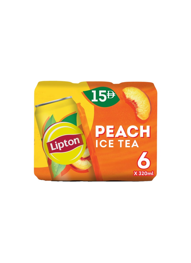 Lipton Ice Tea Peach Can Multipack Peach 320ml Pack of 6 - Image 1