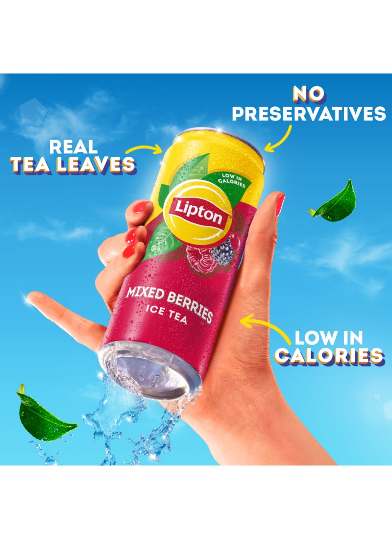 Lipton Ice Tea Red Fruits Can Multipack Mixed Berries 320ml Pack of 6 - Image 3