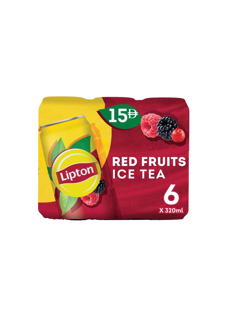 Lipton Ice Tea Red Fruits Can Multipack Mixed Berries 320ml Pack of 6 - Image 1