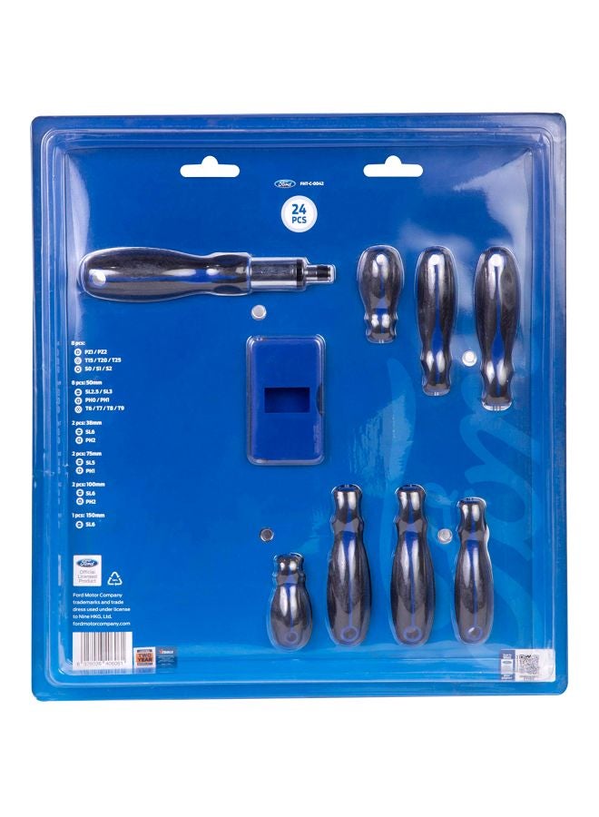 24 Piece Chrome Vanadium Ratchet Screwdriver Set, FHT-C-0042 Black/Blue - pnsku/N13415840A/45/_/1727178655/bc08822d-ab72-472a-b05e-111e6fce988d