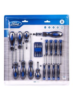 Ford 24 Piece Chrome Vanadium Ratchet Screwdriver Set, FHT-C-0042 Black/Blue  - Image 3