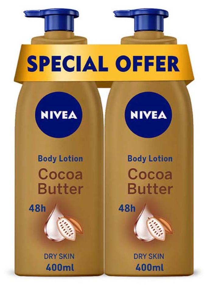 Nivea Cocoa Butter Body Lotion, Vitamin E, Dry Skin, 400ml, Pack of 2 400ml