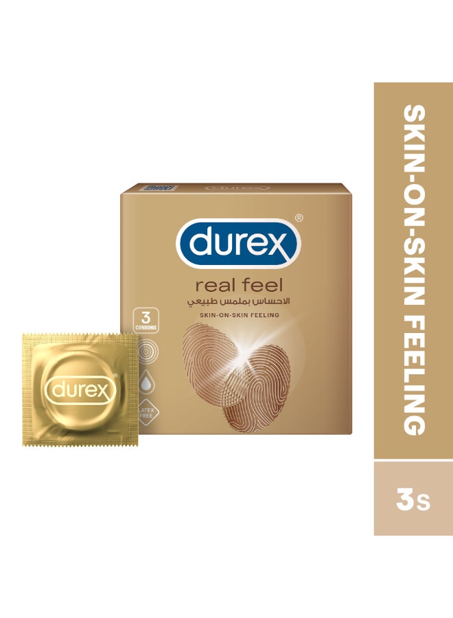 Durex - Skin On Feeling Real Feel Condoms 3 Pieces - Image 1