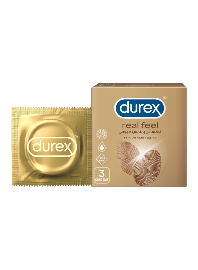 Durex - Skin On Feeling Real Feel Condoms 3 Pieces - Image 1