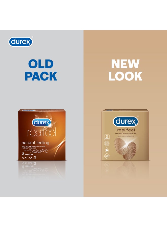 Durex - Skin On Feeling Real Feel Condoms 3 Pieces - Image 1