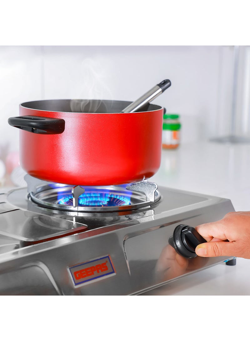 GEEPAS Two Burner Stainless Steel Gas Burner Stove Auto Ignition, Outdoor Grill, Camping Stoves GK6856 Silver/Grey  - Image 4