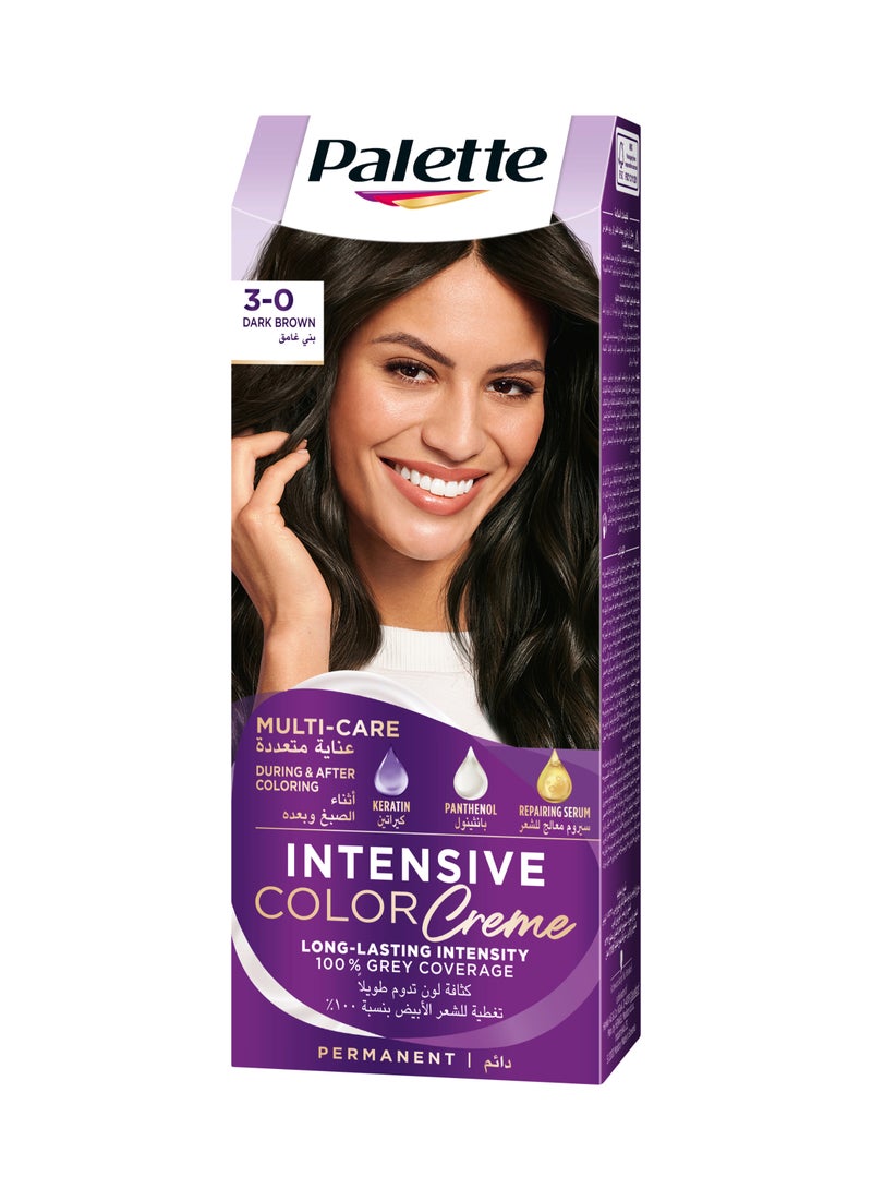 Palette Intensive Color Creme 3-0 Dark Brown 3-0, Dark Brown 50ml , 50ml , & 10ml - Image 1