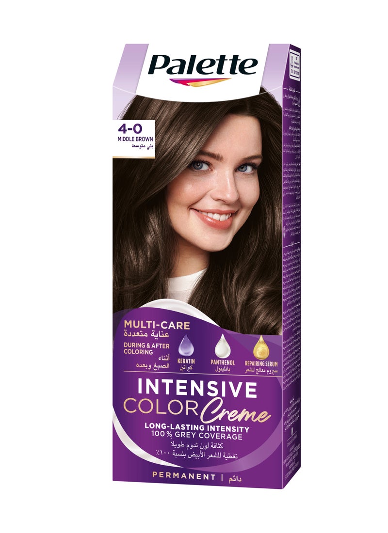 Palette Intensive Color Creme 4-0 Middle Brown 4-0, Middle Brown 50ml , 50ml , & 10ml - Image 1