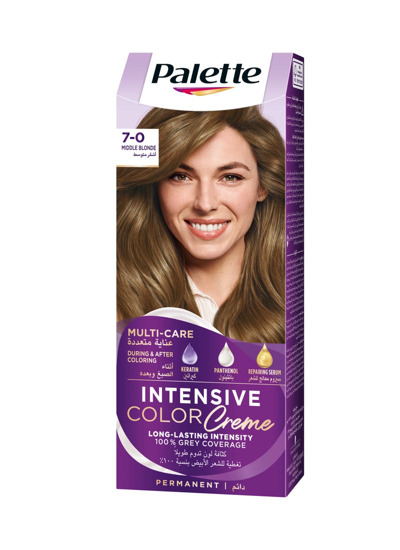 Palette Intensive Color Creme 7-0 Middle Blonde 7-0, Medium Blonde 50ml , 50ml , & 10ml - Image 1