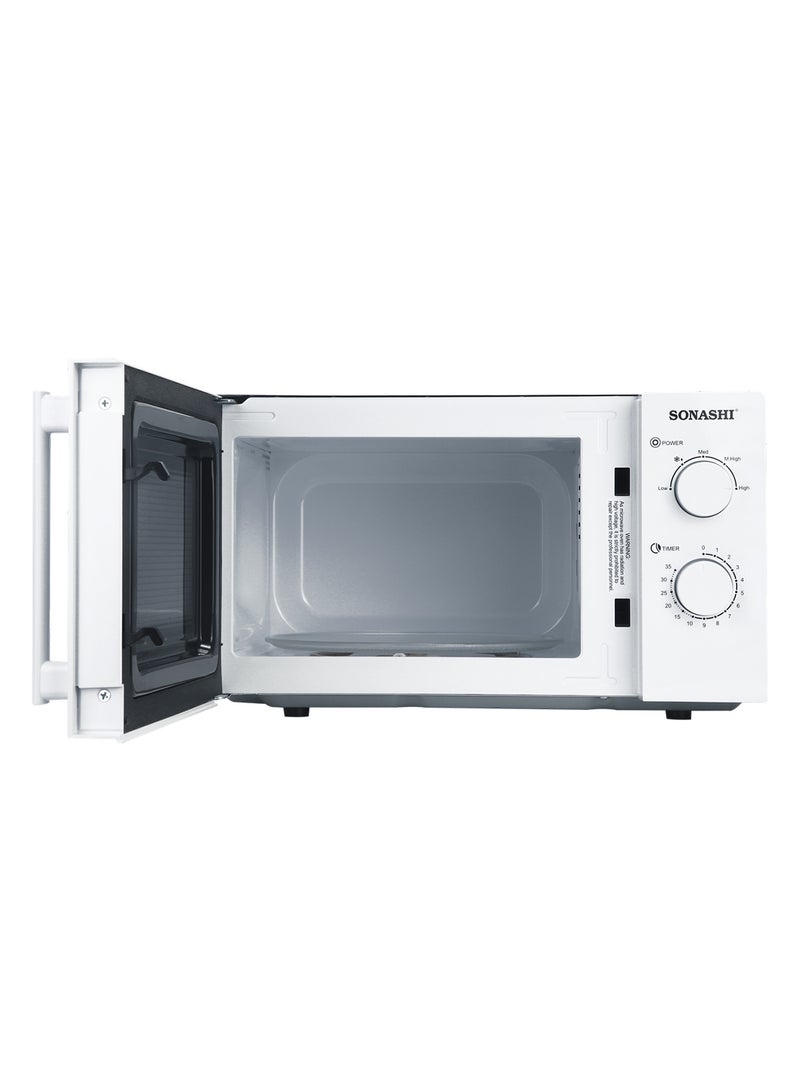 20L Microwave Oven - 245Mm Turntable Glass Tray With Defrost Setting | Manual Control Oven With Pull Handle Door And 6 Power Levels 20 L 700 W SMO-920 Black/White