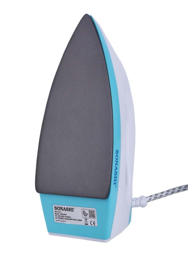 SONASHI - Dry Iron With Stainless Steel Soleplate & Adjustable Thermostat Control | Heavy Base Iron With Indicator Light | Perfect For All Types Of Clothes | 1200 W SDI-6007 Blue - Image 1