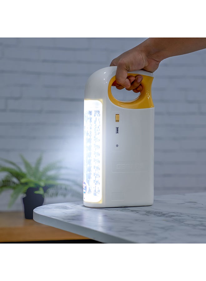 GEEPAS High Power 3D Emergency Lantern, Lead-Acid Battery,  33 PCS 2835SMD LED | Overcharge Protection | Unbreakable PC Glass | Automatic Lighting | USB Output White/Yellow  - Image 2