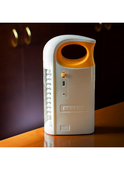 High Power 3D Emergency Lantern, Lead-Acid Battery,  33 PCS 2835SMD LED | Overcharge Protection | Unbreakable PC Glass | Automatic Lighting | USB Output White/Yellow