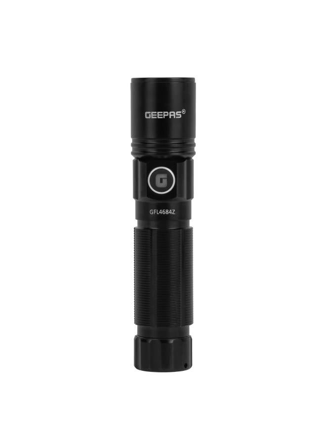 GEEPAS Zoomable LED Flashlight 10 W| High Power Flashlight 3000mAh Battery | Aluminum body Type C-Charging with 1000 Lumens Output| Powerful Torch for Camping, Trekking, Outdoor Activities GFL4684Z Black  - Image 2