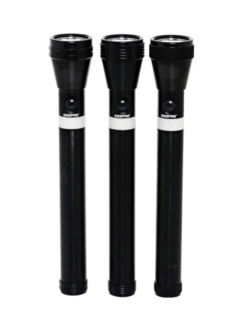 3-Piece Rechargeable LED Flashlight Black 19.8 x 31.2 x 26 cm