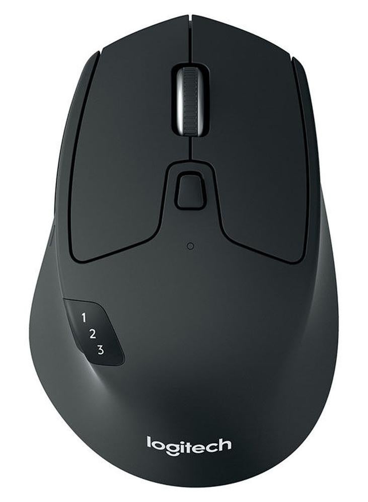 لوجيتيك ماوس لاسلكي Triathlon M720 متعدد الأجهزة، بلوتوث، مستقبل يو اس بي موحد، 1000 نقطة لكل انش، 6 أزرار قابلة للبرمجة، بطارية لمدة عامين، متوافق مع أجهزة الكمبيوتر واللابتوب وماك وآيباد أو إس أسود - Image 1