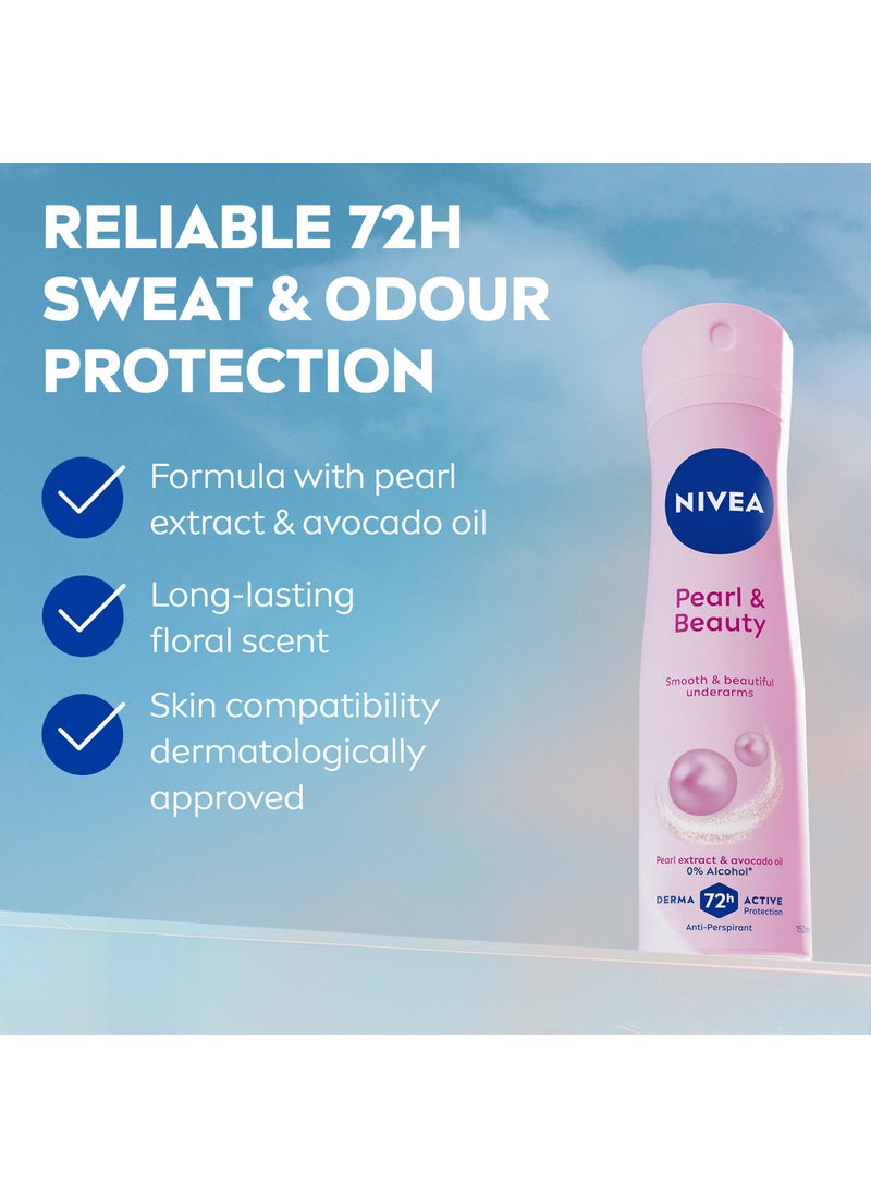 Nivea Pearl And Beauty Anti Perspirant Body Spray Pink/Blue 200ml - Image 2