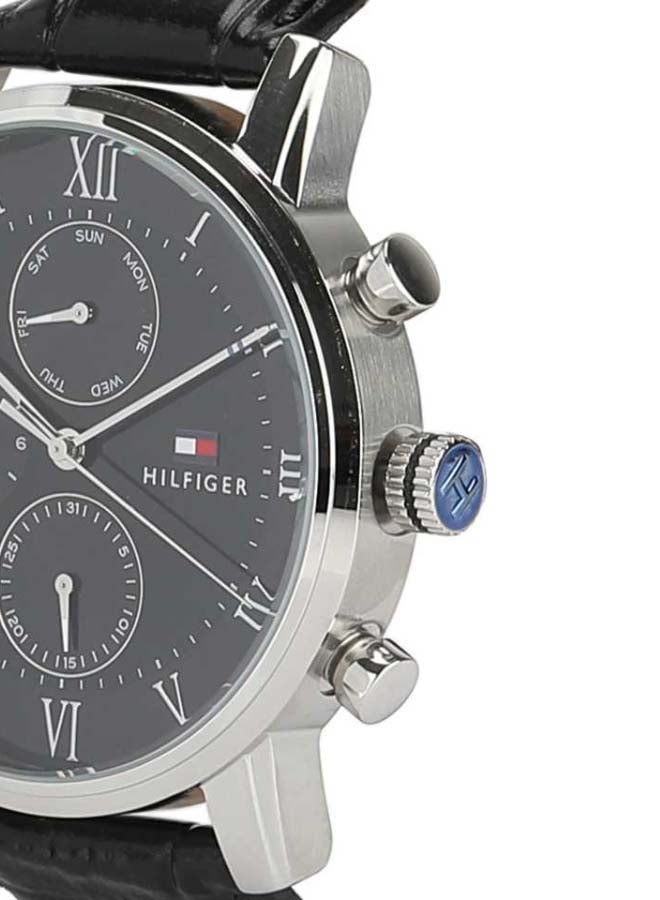 تومي هيلفيغر ساعة يد كين بعقارب وسوار من الجلد دائرية الشكل مقاس 44 مم - لون أسود - 1791401 للرجال - Image 3