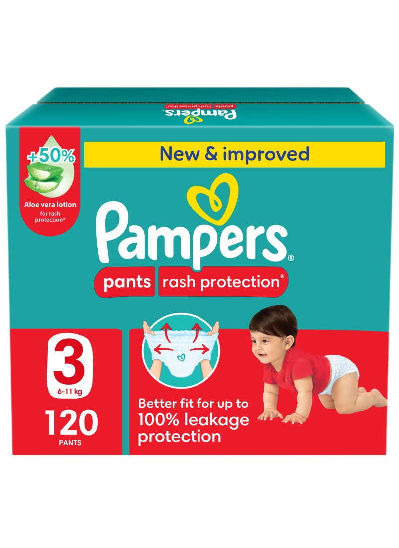 Pampers Aloe Vera Pants Diapers Size 3 Mega Box 120 Count - Image 1