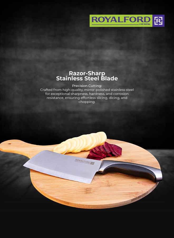 Royalford Cleaver Knife Silver/Black 30x7.3x2.2cmcm - Image 3