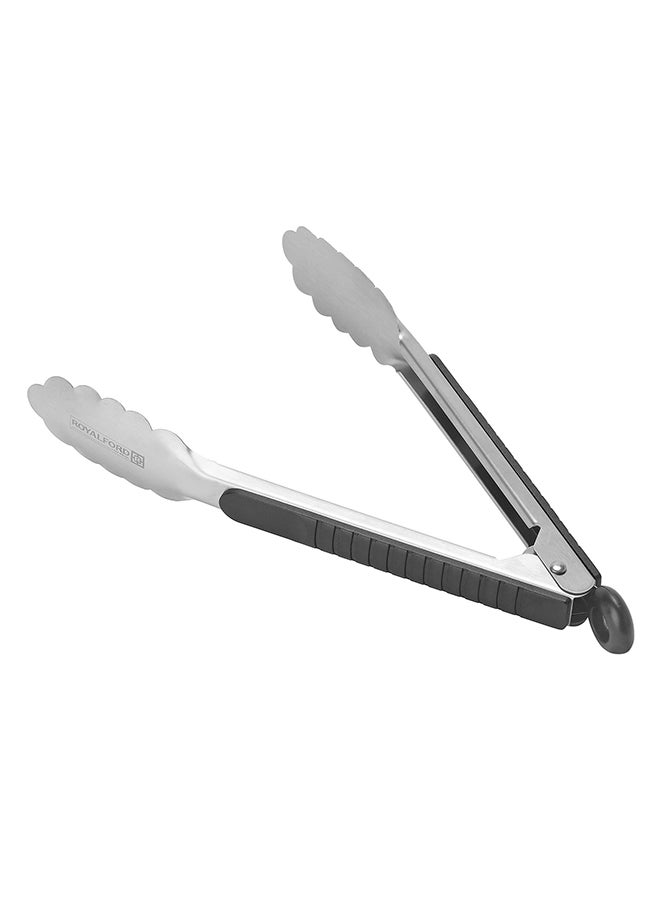 Royalford 9'' Stainless Steel Food Tong With Tpr Handle Multi Color 25.5X3.6 Cm Silver With Black  Handle 25.5x3.6cm  - Image 1