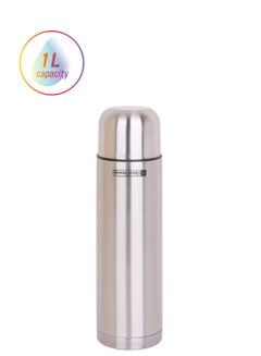 Royalford Stainless Steel Vacuum Bottle Sweat Free Leakproof Dishwasher Safe Water Bottle Silver 1Liters  - Image 1