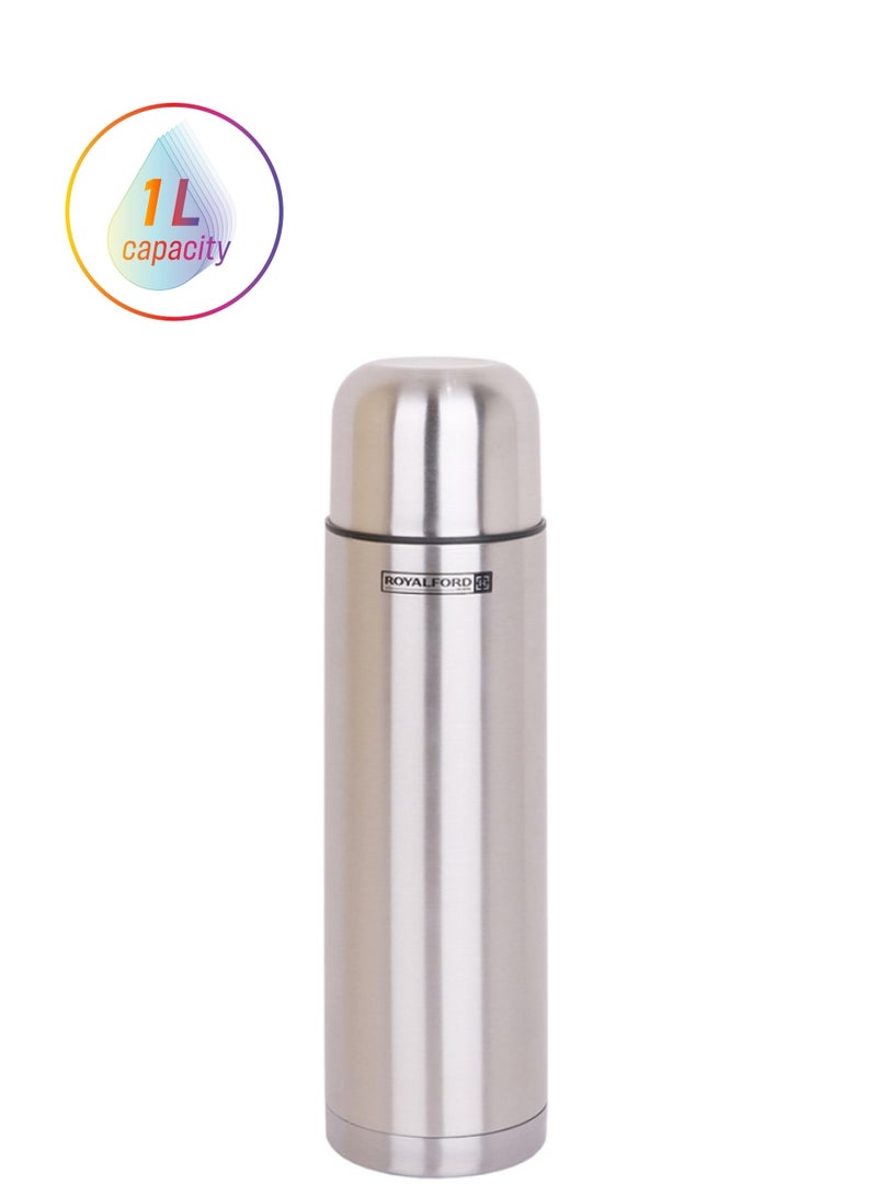 Royalford - Stainless Steel Vacuum Bottle Sweat Free Leakproof Dishwasher Safe Water Bottle Silver 1Liters - Image 1