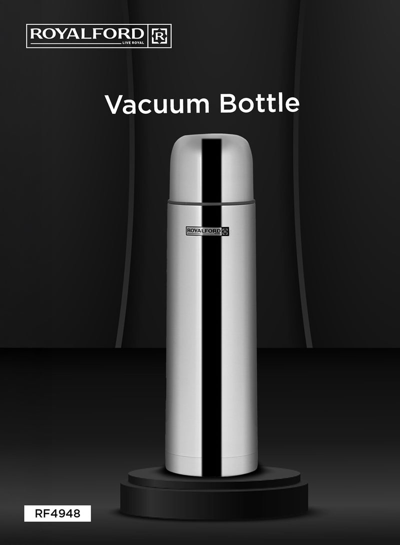 رويال فورد ترمس وزجاجة مياه مفرغة من الهواء مانعة للتسرب وآمنة للاستخدام في غسالة الأطباق فضي 1لترات - Image 1