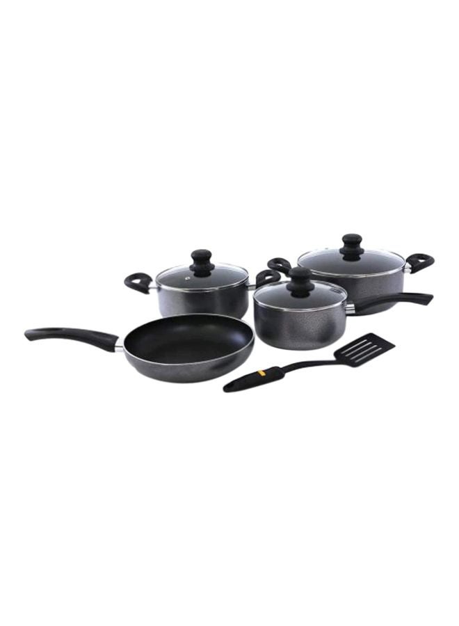 رويال فورد طقم أدوات الطهي مُكون من 8-قطع أسود/شفاف Fry Pan 24, Saucepan 18, Small Casserole 20, Big Casserole 24سم - Image 1