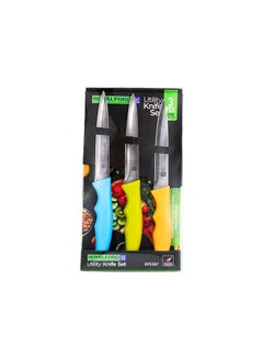Royalford 3Pcs Utility Knife Set Multi Color Assorted Color 13.3X 1.8X24.5 Cm  - Image 2