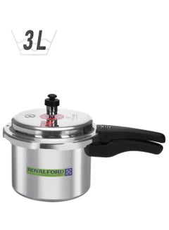 Royalford Pressure Cooker Induction Base 1 Rubber Gasket And Safety Valve Free Silver 3Liters  - Image 1