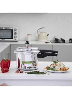 Royalford Pressure Cooker Induction Base Durable Aluminium Construction Uniform Heating Convenient To Use 38X24.5X19 Cm Multicolour 5Liters  - Image 1