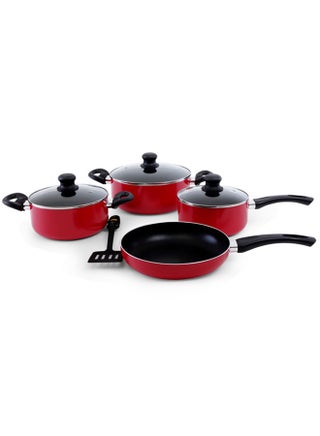 8-Piece Non-stick Scratch Resistant Cookware Set Red 24x11(Casserole with Lid), 20x9(Casserole with Lid), 24x5(Frypan without Lid), 18x8.5(Saucepan with Lid)cm - pnsku/N13555282A/45/_/1739788933/795b83f4-8c64-4e67-9930-eef2a475fbbe