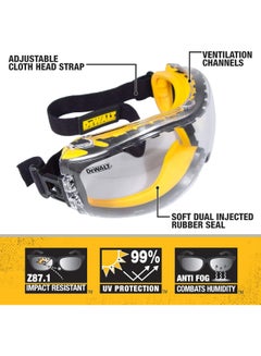 DEWALT Concealer Dual Mold Goggle, Dpg82 Clear/Black  - Image 3