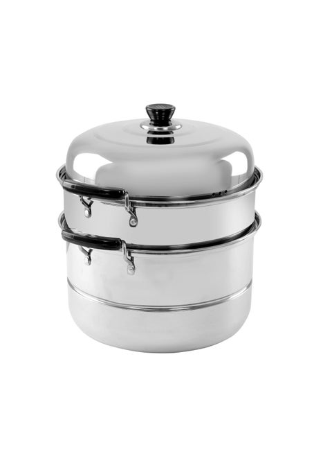 Double Layer Steamer Pot Stainless Steel Silver 9Liters