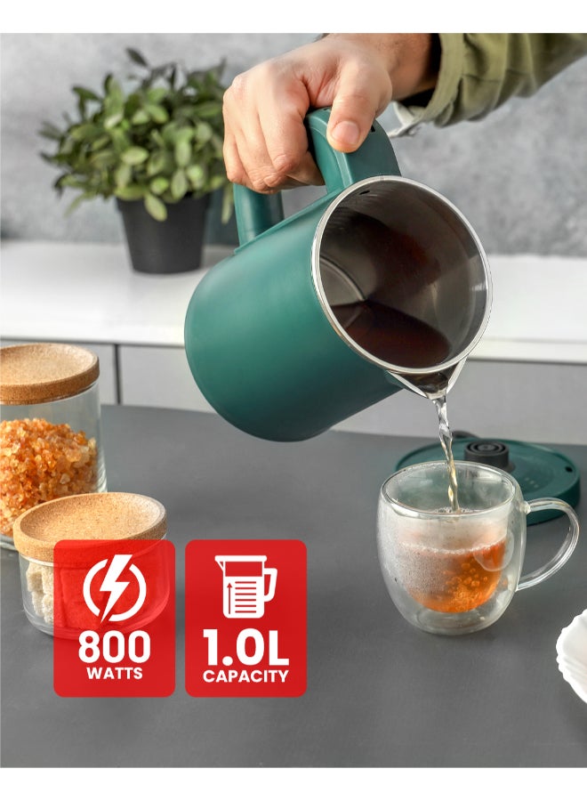 Olsenmark 1.0 L Double Layer Electric Kettle, 360-Degree Rotation Base with Auto Safety Off/ Perfect for Boiling Water, Milk, Tea/ Overheat Protection, Dry Boil Protection 1 L 800 W OMK2253 Silver/Black/Green - Image 5