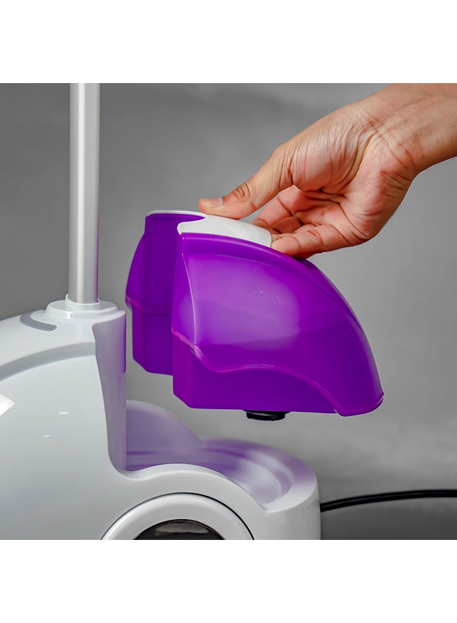 Olsenmark - Garment Steamer, Fast Heat-Up With-In 45 Seconds, Three Section Single-Rod Flat Tube, 120 Cm Aluminium Pole, 130 Cm Steam Tube 1.8 L 2000 W OMGS1690 White/Purple - Image 1