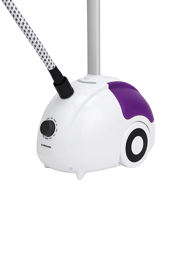 Olsenmark - Garment Steamer, Fast Heat-Up With-In 45 Seconds, Three Section Single-Rod Flat Tube, 120 Cm Aluminium Pole, 130 Cm Steam Tube 1.8 L 2000 W OMGS1690 White/Purple - Image 1