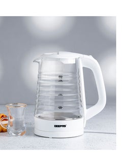 GEEPAS Electric Glass Kettle- 360-Degrees Rotation, Light Indicator and Automatic Cut-Off| Perfect for Boiling Water, Milk, Tea| Transparent Kettle with Volume Marker| Modern Ergonomic Design| 2 Years Warranty 1.7 L 2200 W GK9902N White, Clear  - Image 1