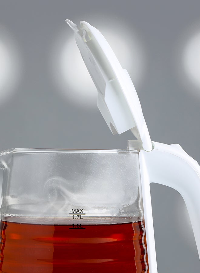 GEEPAS - Electric Glass Kettle- 360-Degrees Rotation, Light Indicator and Automatic Cut-Off| Perfect for Boiling Water, Milk, Tea| Transparent Kettle with Volume Marker| Modern Ergonomic Design| 2 Years Warranty 1.7 L 2200 W GK9902N White, Clear - Image 1
