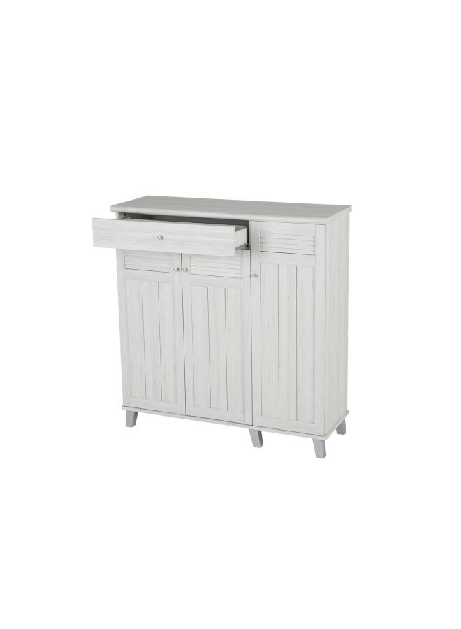Pan Home Marta 1 x SHOE CABINET 114 cm L x 39 cm W 119cm H | 
Drawers, Storage, Tapered Legs 
| White Light Oak/Natural  - Image 5