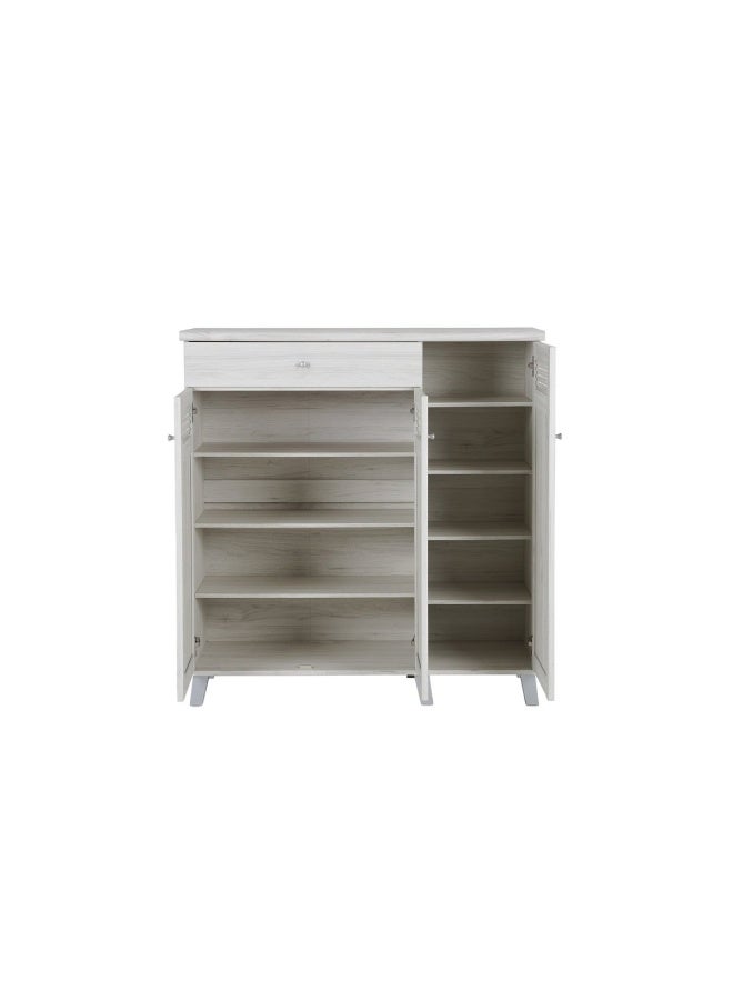 Pan Home Marta 1 x SHOE CABINET 114 cm L x 39 cm W 119cm H | 
Drawers, Storage, Tapered Legs 
| White Light Oak/Natural  - Image 3